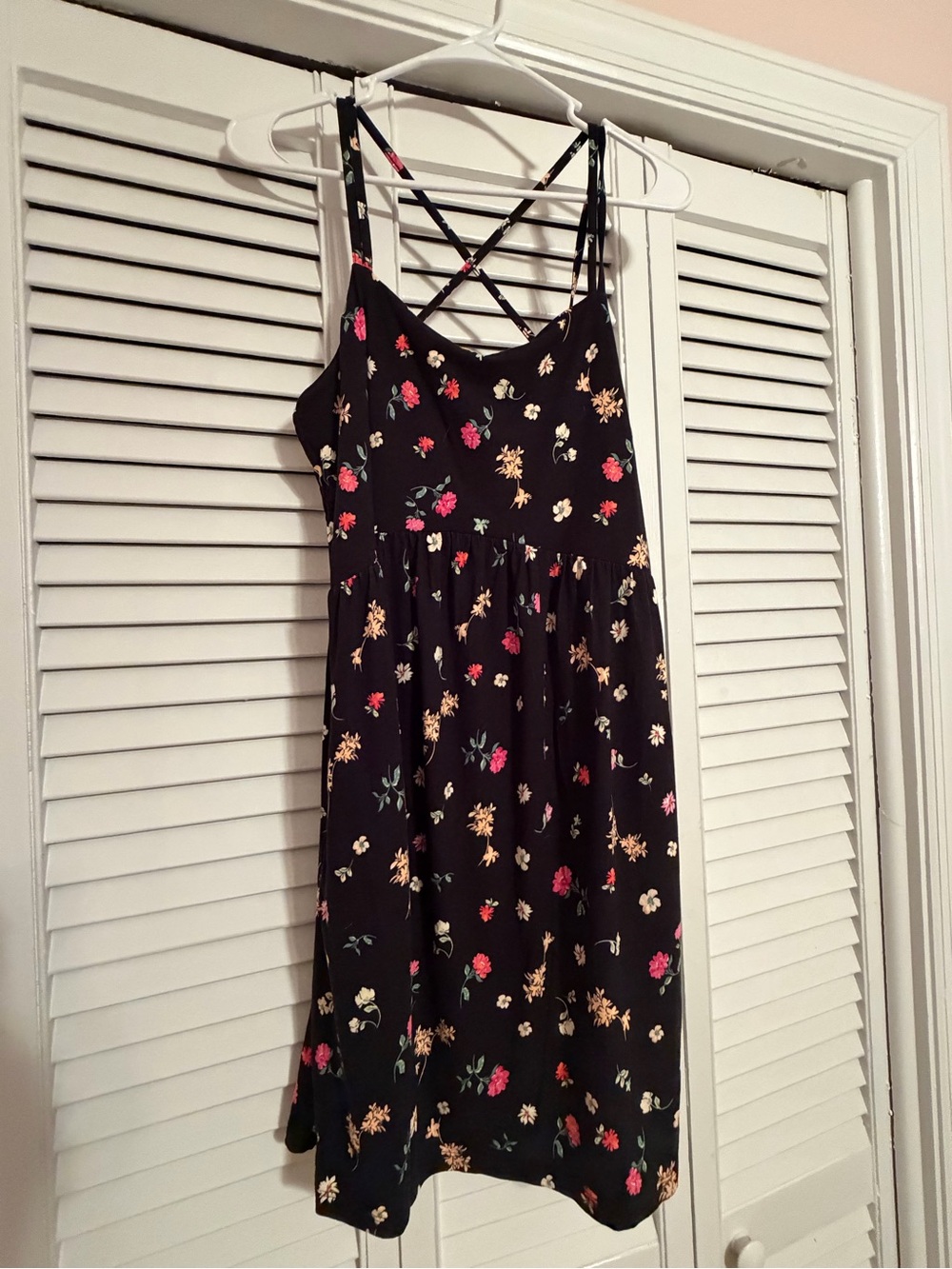 Old Navy Black Floral Strappy Dress